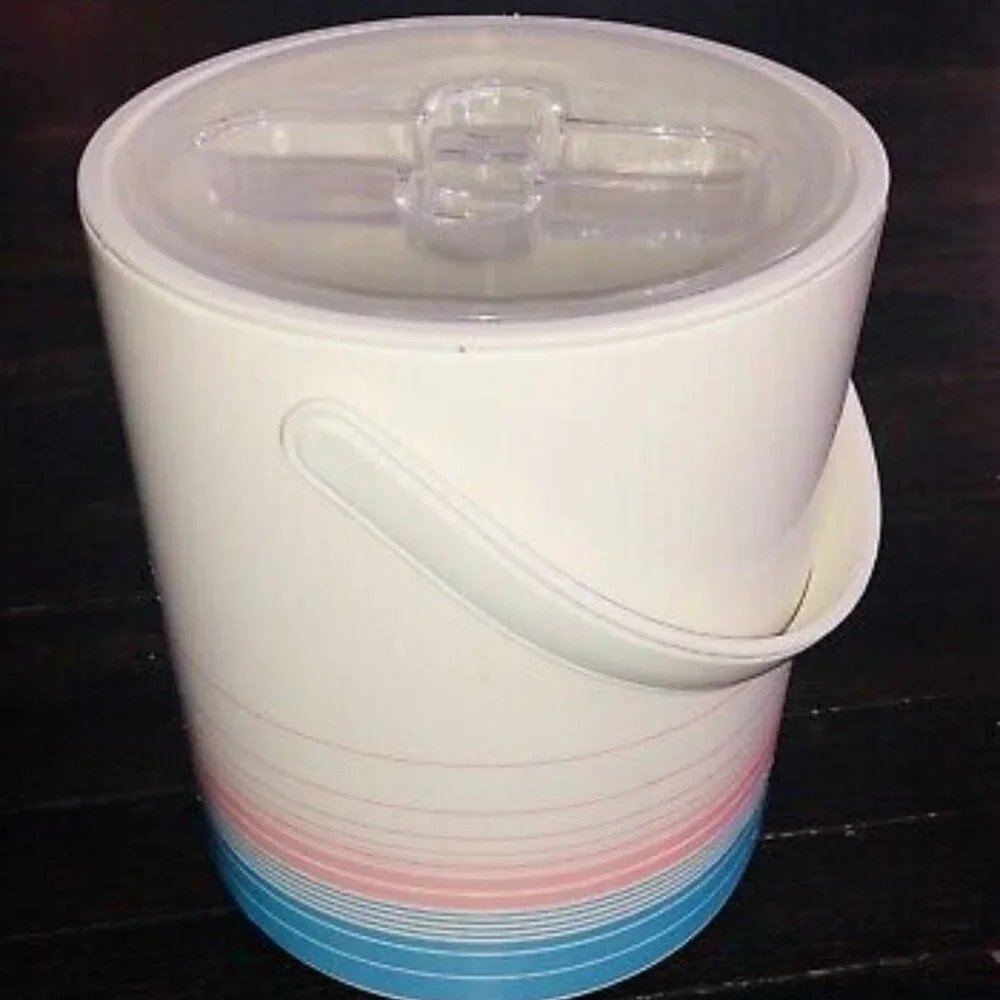 Vintage 1970s Thermo-Serv Ice Bucket with Lid & Handle-LIKE NEW